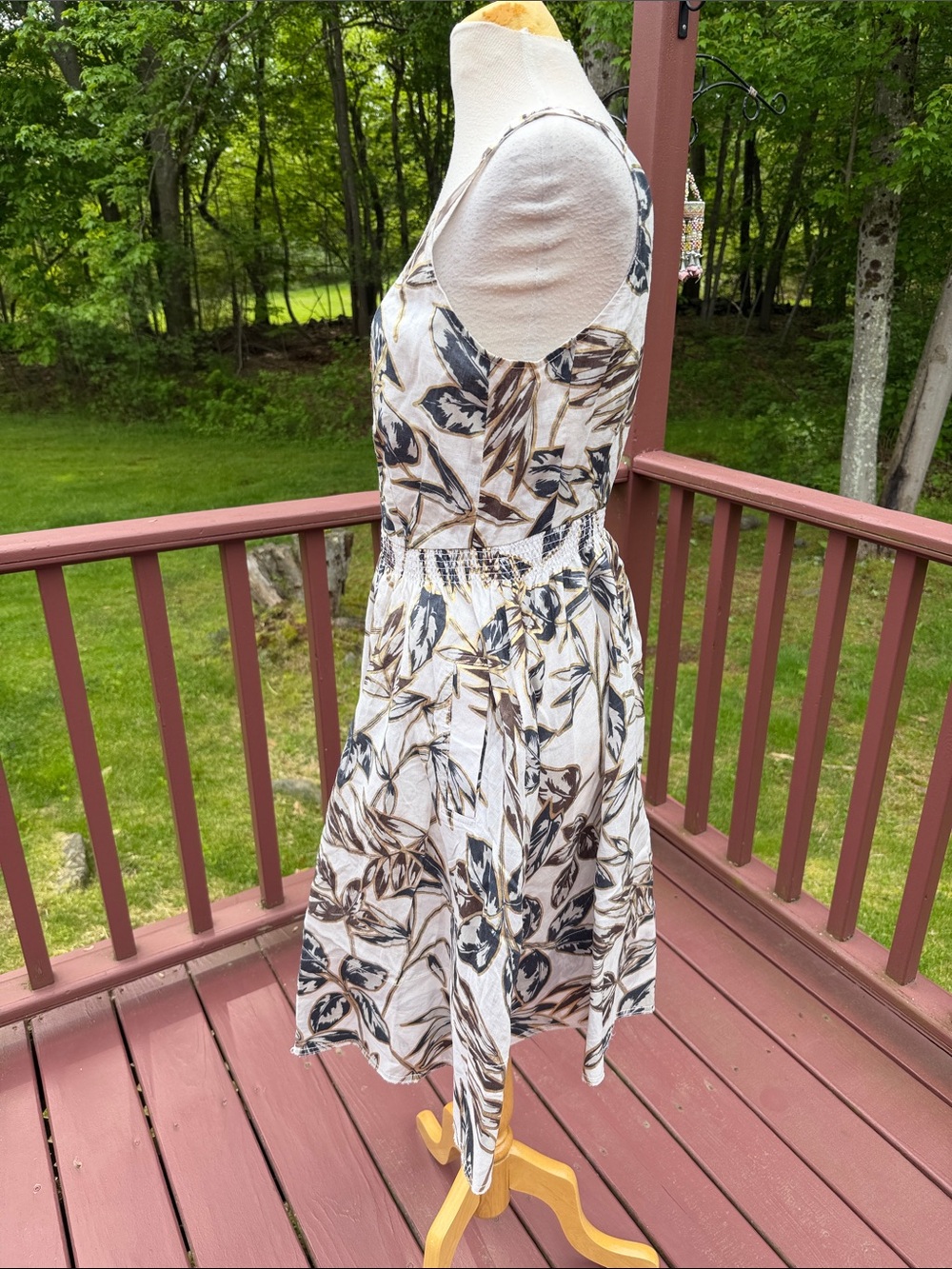 J.Crew SZ 8, front button gold leaf linen dress with pockets. - Picture 4 of 11